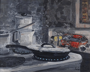 Stovetop with coffeepot